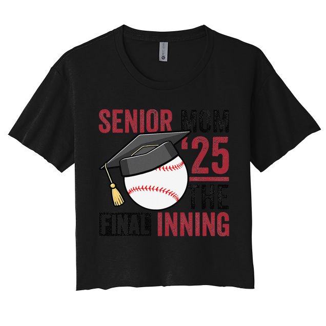 Graduation Baseball Senior Mom 2025 Graduate Final Inning Crop Top