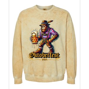 German Bigfoot Sasquatch Lederhose Funny Oktoberfest 2024 Colorblast Crewneck Sweatshirt