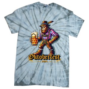 German Bigfoot Sasquatch Lederhose Funny Oktoberfest 2024 Tie-Dye T-Shirt