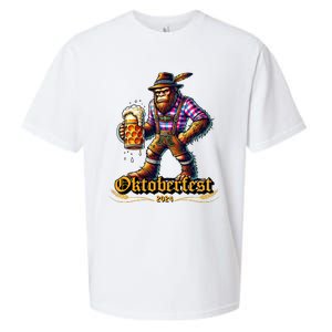 German Bigfoot Sasquatch Lederhose Funny Oktoberfest 2024 Sueded Cloud Jersey T-Shirt