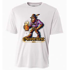 German Bigfoot Sasquatch Lederhose Funny Oktoberfest 2024 Cooling Performance Crew T-Shirt