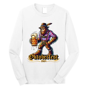 German Bigfoot Sasquatch Lederhose Funny Oktoberfest 2024 Long Sleeve Shirt