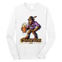 German Bigfoot Sasquatch Lederhose Funny Oktoberfest 2024 Long Sleeve Shirt