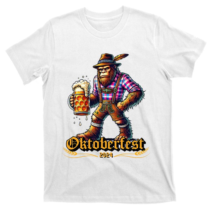 German Bigfoot Sasquatch Lederhose Funny Oktoberfest 2024 T-Shirt