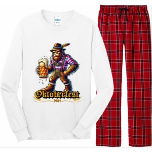 German Bigfoot Sasquatch Lederhose Funny Oktoberfest 2024 Long Sleeve Pajama Set