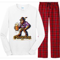 German Bigfoot Sasquatch Lederhose Funny Oktoberfest 2024 Long Sleeve Pajama Set