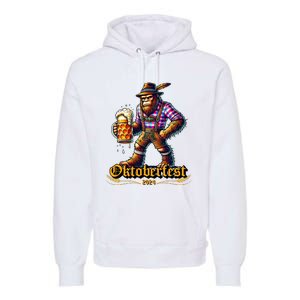 German Bigfoot Sasquatch Lederhose Funny Oktoberfest 2024 Premium Hoodie