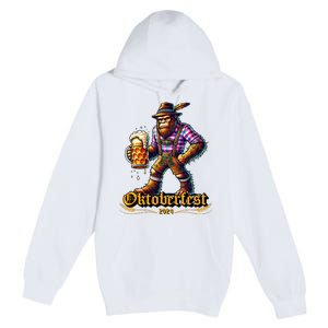 German Bigfoot Sasquatch Lederhose Funny Oktoberfest 2024 Premium Pullover Hoodie