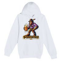 German Bigfoot Sasquatch Lederhose Funny Oktoberfest 2024 Premium Pullover Hoodie