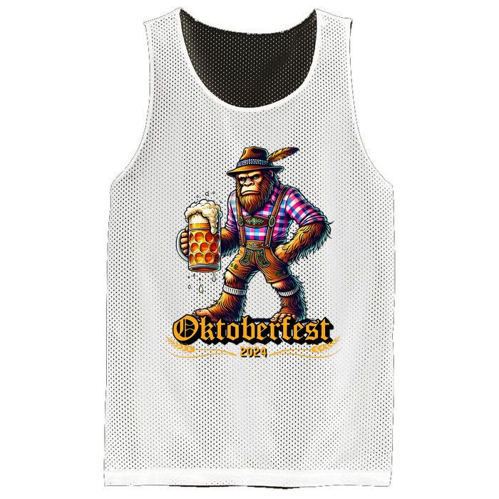 German Bigfoot Sasquatch Lederhose Funny Oktoberfest 2024 Mesh Reversible Basketball Jersey Tank