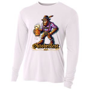 German Bigfoot Sasquatch Lederhose Funny Oktoberfest 2024 Cooling Performance Long Sleeve Crew