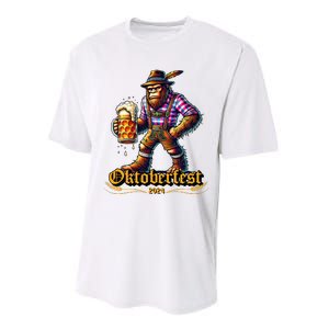 German Bigfoot Sasquatch Lederhose Funny Oktoberfest 2024 Performance Sprint T-Shirt