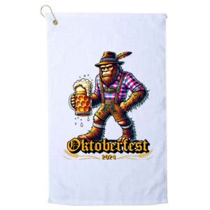 German Bigfoot Sasquatch Lederhose Funny Oktoberfest 2024 Platinum Collection Golf Towel