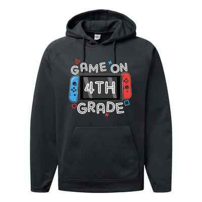 Gamer Back To School Funny Game On 4th Grade Performance Fleece Hoodie