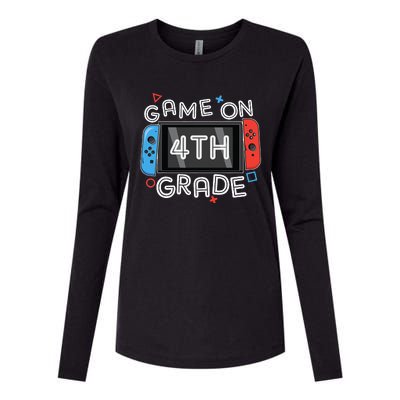 Gamer Back To School Funny Game On 4th Grade Womens Cotton Relaxed Long Sleeve T-Shirt