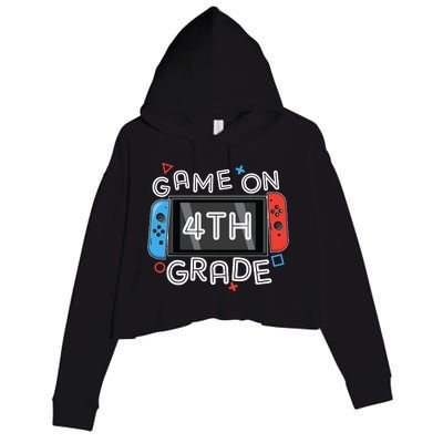 Gamer Back To School Funny Game On 4th Grade Crop Fleece Hoodie