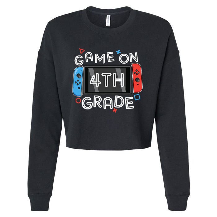 Gamer Back To School Funny Game On 4th Grade Cropped Pullover Crew