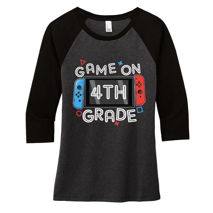 Gamer Back To School Funny Game On 4th Grade Women's Tri-Blend 3/4-Sleeve Raglan Shirt