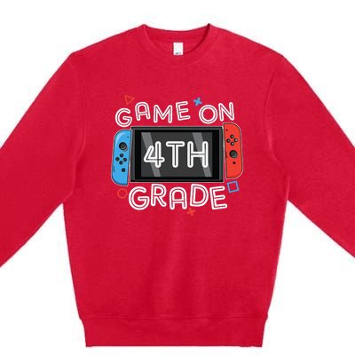 Gamer Back To School Funny Game On 4th Grade Premium Crewneck Sweatshirt