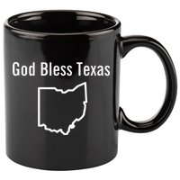 God Bless Texas Ohio 11oz C Handle Ceramic Mug