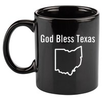 God Bless Texas Ohio 11oz C Handle Ceramic Mug