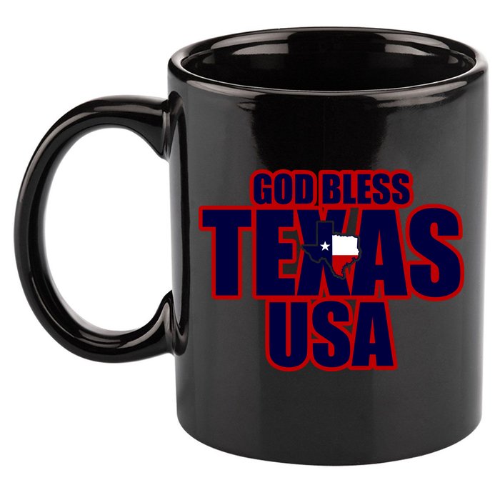 God Bless Texas 11oz C Handle Ceramic Mug