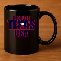 God Bless Texas 11oz C Handle Ceramic Mug