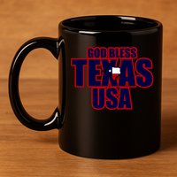 God Bless Texas 11oz C Handle Ceramic Mug