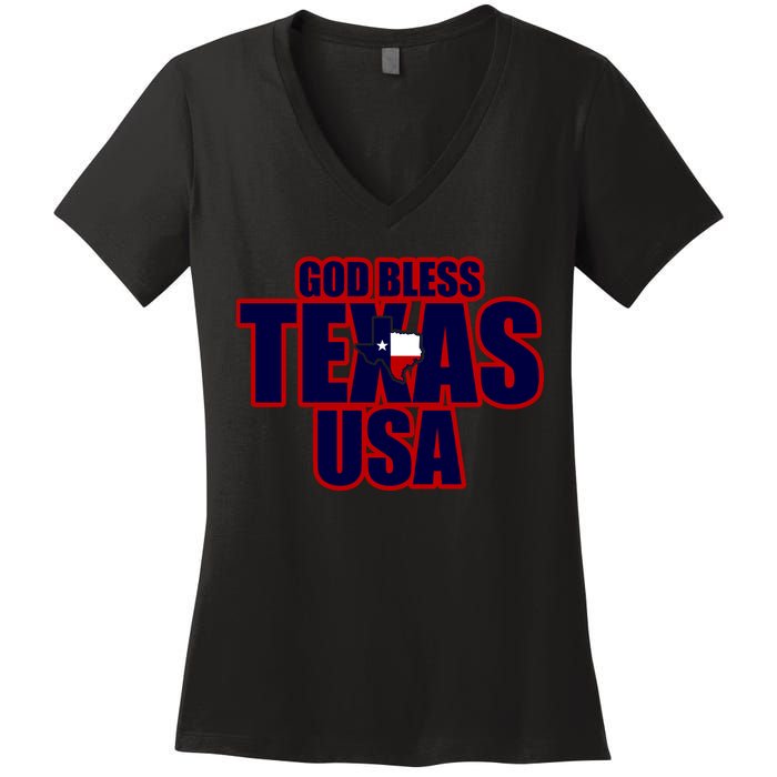 God Bless Texas Women's V-Neck T-Shirt