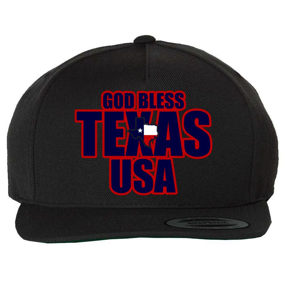 God Bless Texas Wool Snapback Cap