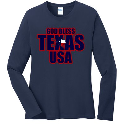 God Bless Texas Ladies Long Sleeve Shirt