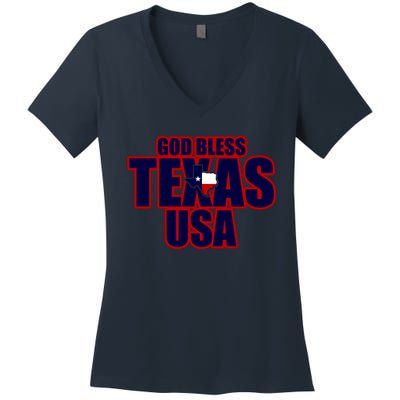 God Bless Texas Women's V-Neck T-Shirt