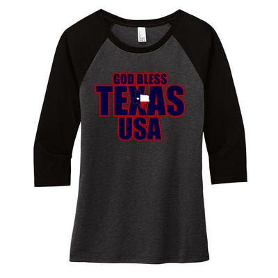 God Bless Texas Women's Tri-Blend 3/4-Sleeve Raglan Shirt