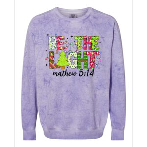 Groovy Be The Xmas Light Matthew 5 14 Jesus Christmas Lights Colorblast Crewneck Sweatshirt