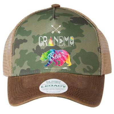 Grandma Bear Tie Dye Matching Family Vacation And Camping Great Gift Legacy Tie Dye Trucker Hat