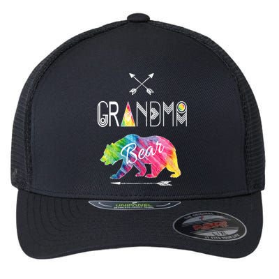 Grandma Bear Tie Dye Matching Family Vacation And Camping Great Gift Flexfit Unipanel Trucker Cap