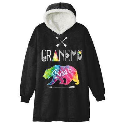 Grandma Bear Tie Dye Matching Family Vacation And Camping Great Gift Hooded Wearable Blanket