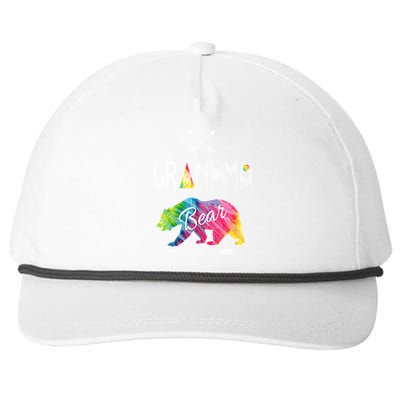 Grandma Bear Tie Dye Matching Family Vacation And Camping Great Gift Snapback Five-Panel Rope Hat