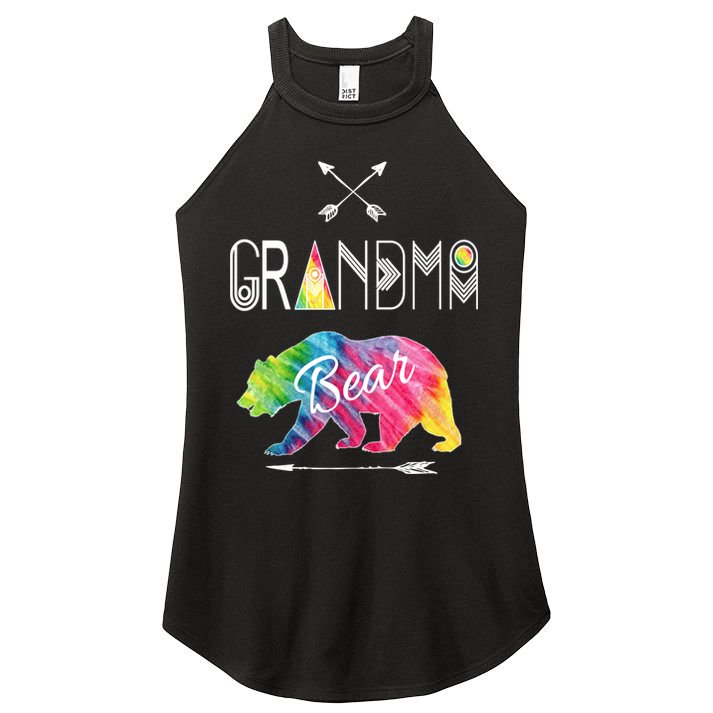 Grandma Bear Tie Dye Matching Family Vacation And Camping Great Gift Women's Perfect Tri Rocker Tank