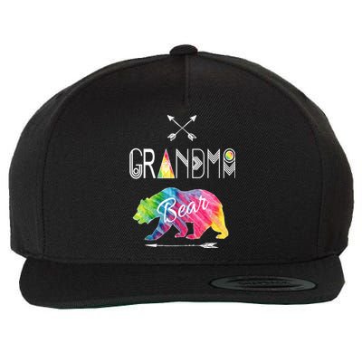 Grandma Bear Tie Dye Matching Family Vacation And Camping Great Gift Wool Snapback Cap