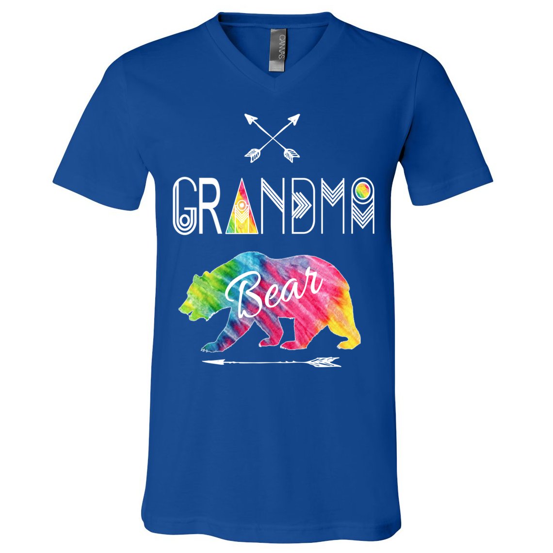 Grandma Bear Tie Dye Matching Family Vacation And Camping Great Gift V-Neck T-Shirt