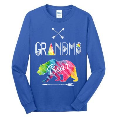 Grandma Bear Tie Dye Matching Family Vacation And Camping Great Gift Tall Long Sleeve T-Shirt