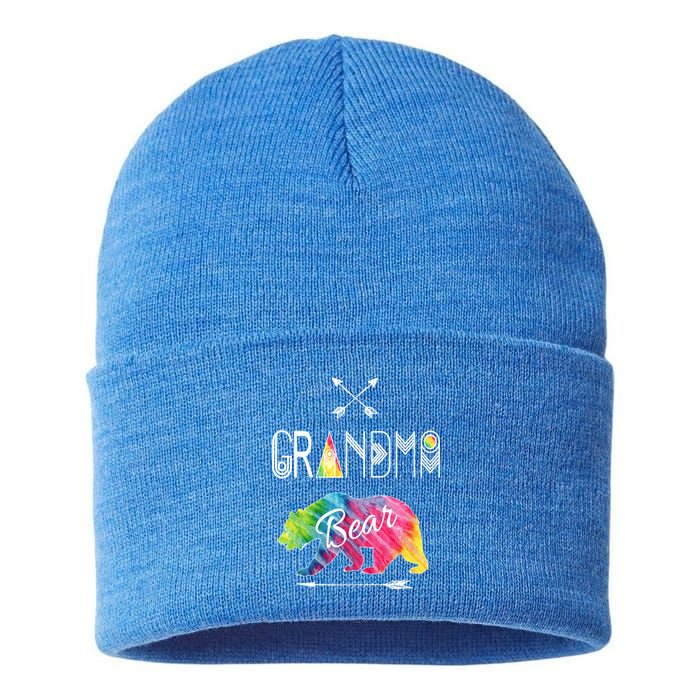 Grandma Bear Tie Dye Matching Family Vacation And Camping Great Gift Sustainable Knit Beanie