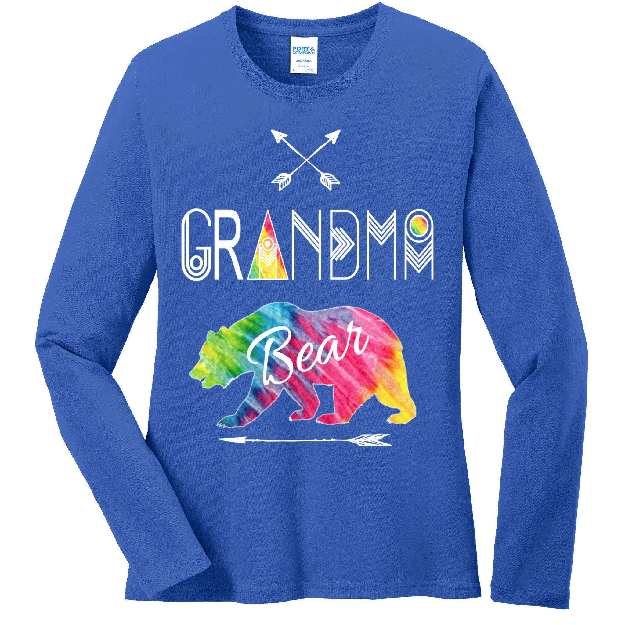 Grandma Bear Tie Dye Matching Family Vacation And Camping Great Gift Ladies Long Sleeve Shirt