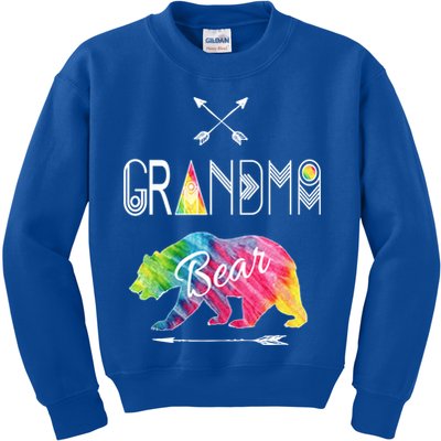 Grandma Bear Tie Dye Matching Family Vacation And Camping Great Gift Kids Sweatshirt