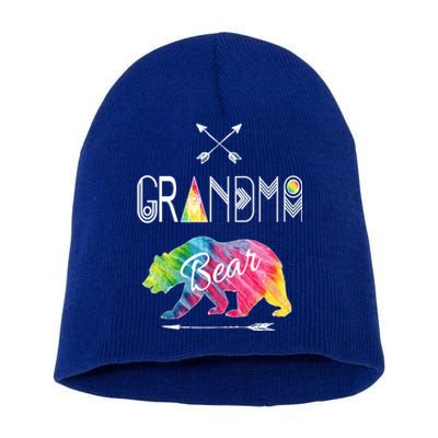 Grandma Bear Tie Dye Matching Family Vacation And Camping Great Gift Short Acrylic Beanie