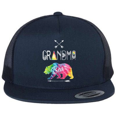 Grandma Bear Tie Dye Matching Family Vacation And Camping Great Gift Flat Bill Trucker Hat