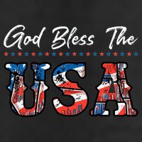 God Bless The USA Red White Blue Flag Patriotic 4th Of July  7 Panel Mesh Trucker Snapback Hat