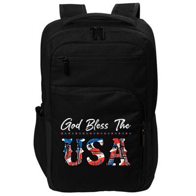 God Bless The USA Red White Blue Flag Patriotic 4th Of July  Impact Tech Backpack