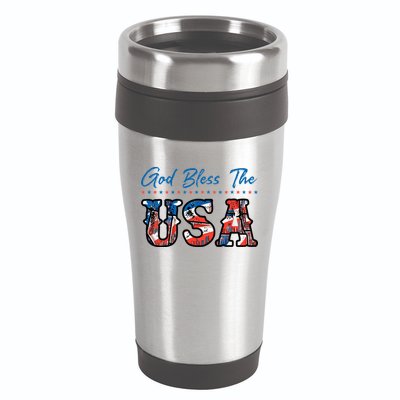 God Bless The USA Red White Blue Flag Patriotic 4th Of July  16oz Travel Tumbler